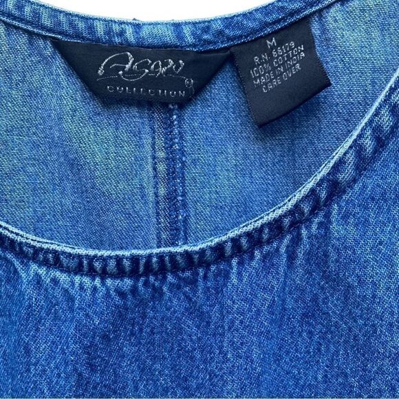Agapo Denim Jumper Graphic American Flag Embroidered Vintage Sz M - Picture 4 of 8